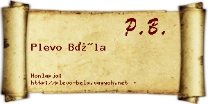 Plevo Béla névjegykártya